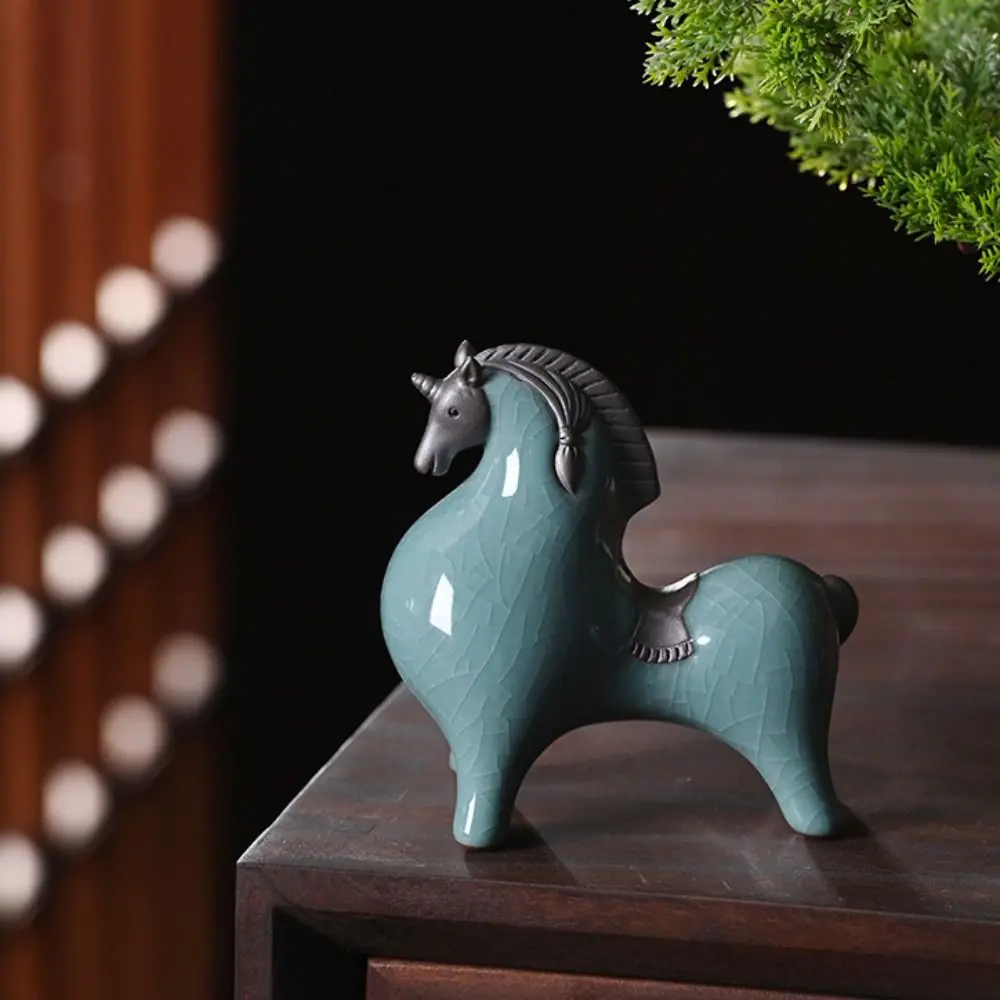 Micro Landscape Ceramic Horse Statue Modern Handicraft Animal Sculpture Creative Cute Miniatures Figurine Entrance