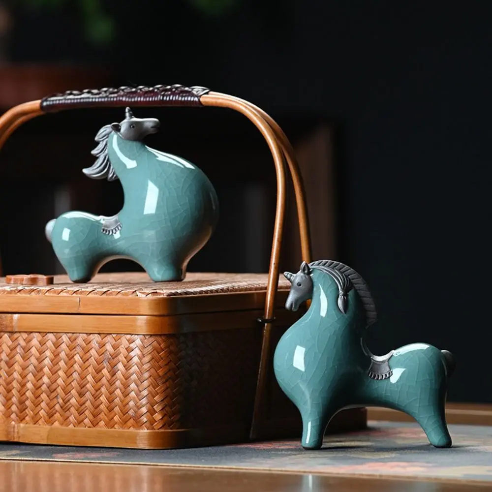 Micro Landscape Ceramic Horse Statue Modern Handicraft Animal Sculpture Creative Cute Miniatures Figurine Entrance