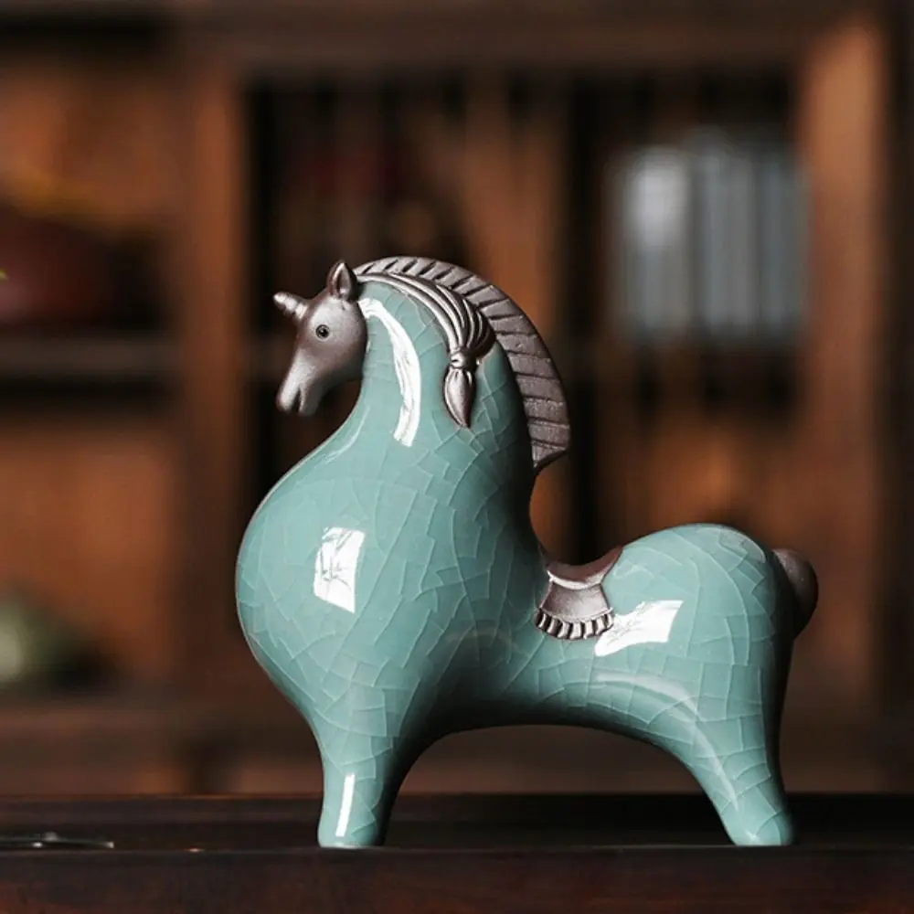Micro Landscape Ceramic Horse Statue Modern Handicraft Animal Sculpture Creative Cute Miniatures Figurine Entrance