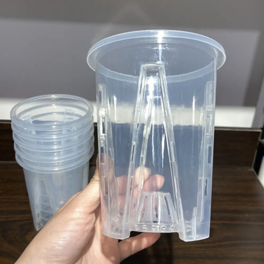 Breathable Root Control Transparent Flower Pot Plastic with Tray Phalaenopsis Orchid Pots With Stomata Beautiful Planting Pot