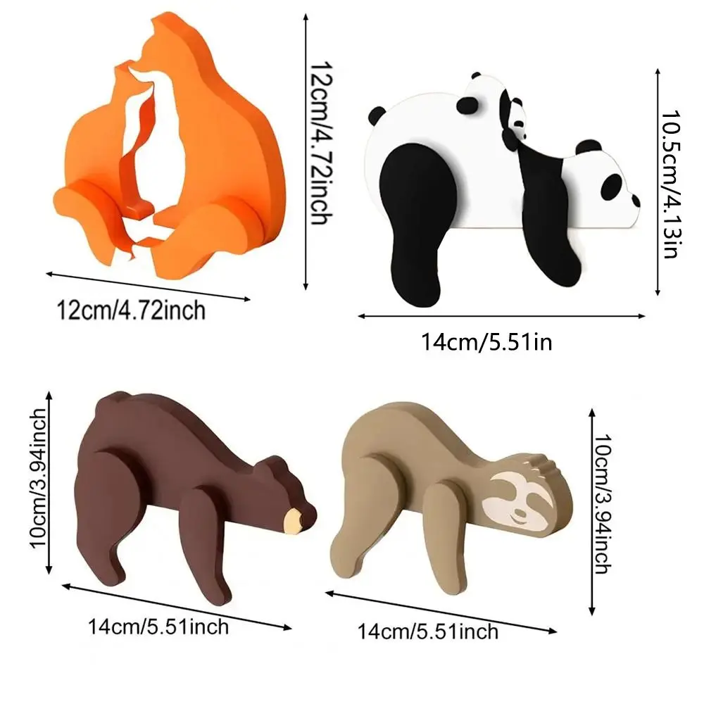 Premium Mobility Wooden Animal Ornament Stable Portable Woodland Bear Figurine Cute Durable Bear Door Frame Decoration Bedroom