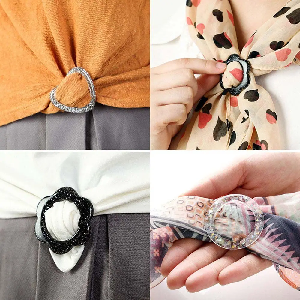 Clothes Clip Scarf Ring Heart Clothes Decoration Garment Accessories Round T Shirt Clips Garment buckle Scarf Buckle Resin
