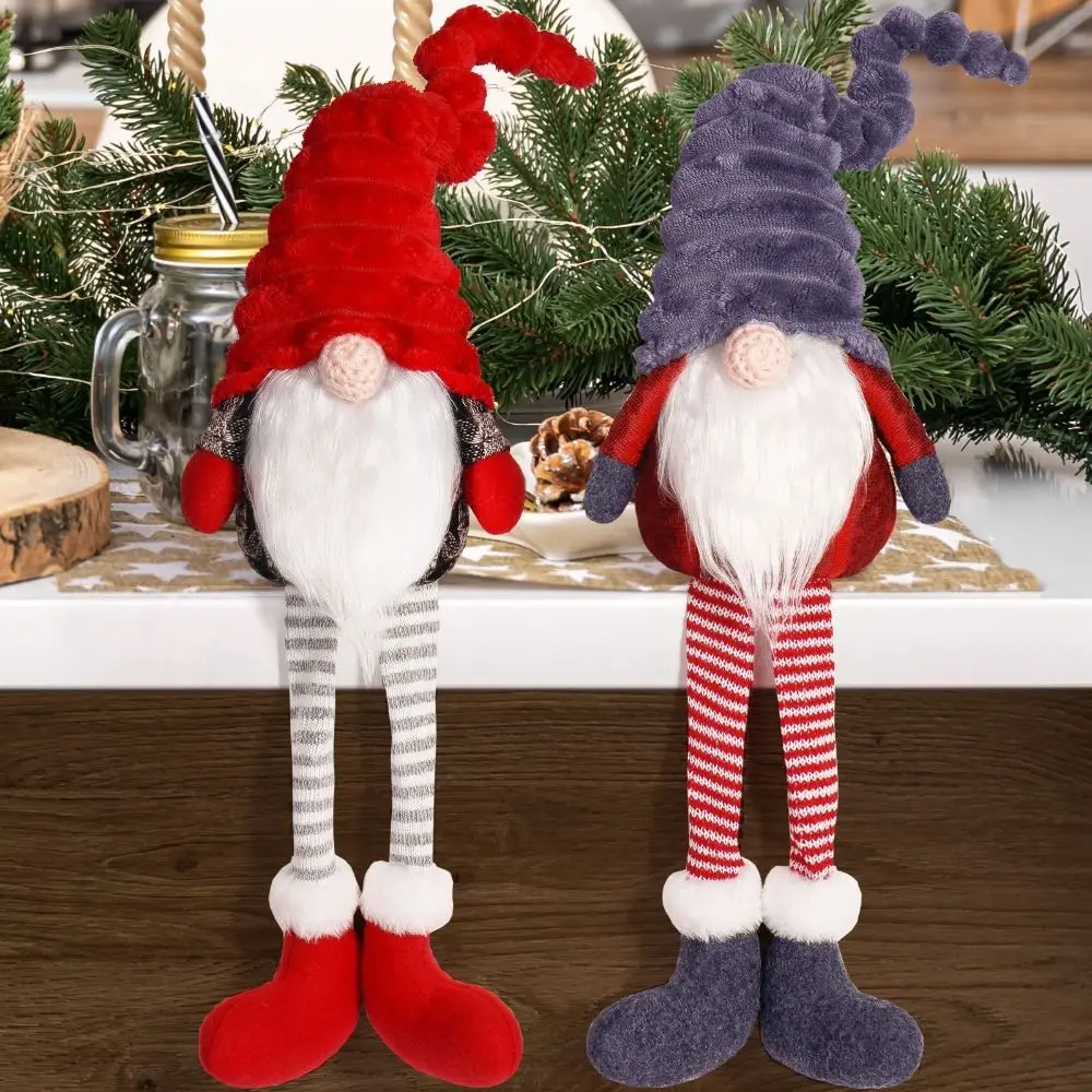 Handmade Christmas Faceless Doll Cute Cartoon Leg Hanging Doll Ornament Unique Exquisite Gnomes Elf Dolls Desktop