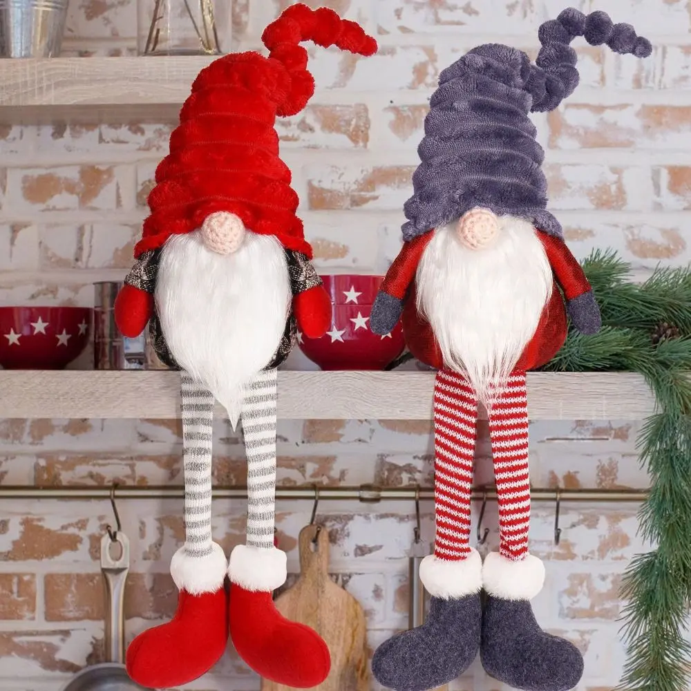 Handmade Christmas Faceless Doll Cute Cartoon Leg Hanging Doll Ornament Unique Exquisite Gnomes Elf Dolls Desktop