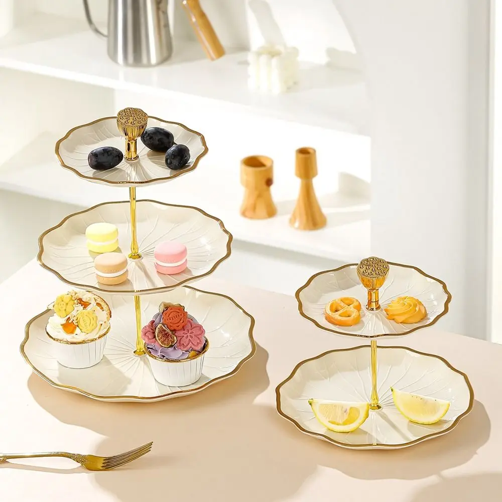 Durable Multi-layer Lotus Leaf Dessert Trays Lotus Leaf Luxury Lotus Cake Stand European No smell Wedding Party