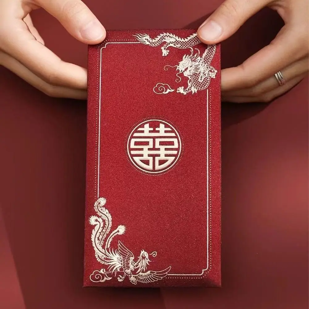 6pcs Cute Chinese Style New Year Red Envelopes Blessing Traditional Lucky Money Packets Hongbao Gifts Packing Bags Kids Gift