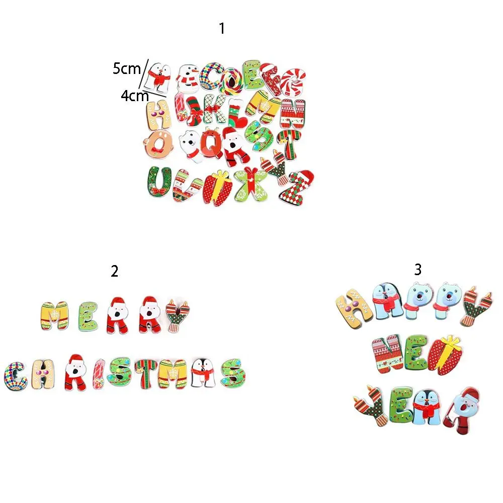 12/14/26Pcs Resin Art Christmas Alphabet Magnets Cute Cartoon Letter Magnetic Stickers DIY Christmas Fridge Magnets Living Room