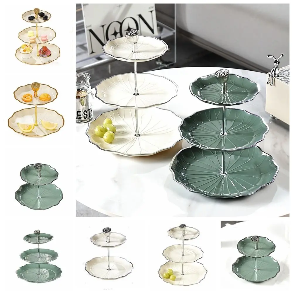 Durable Multi-layer Lotus Leaf Dessert Trays Lotus Leaf Luxury Lotus Cake Stand European No smell Wedding Party
