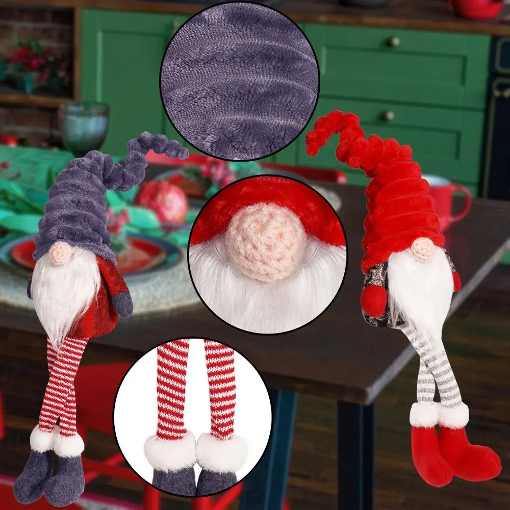 Handmade Christmas Faceless Doll Cute Cartoon Leg Hanging Doll Ornament Unique Exquisite Gnomes Elf Dolls Desktop