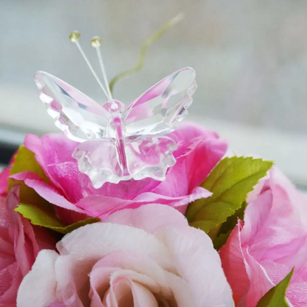 White Crystal Crystal Butterfly Cute Handmade Butterfly Ornament Vivid Glass Art Miniature Figurines Home Decoration