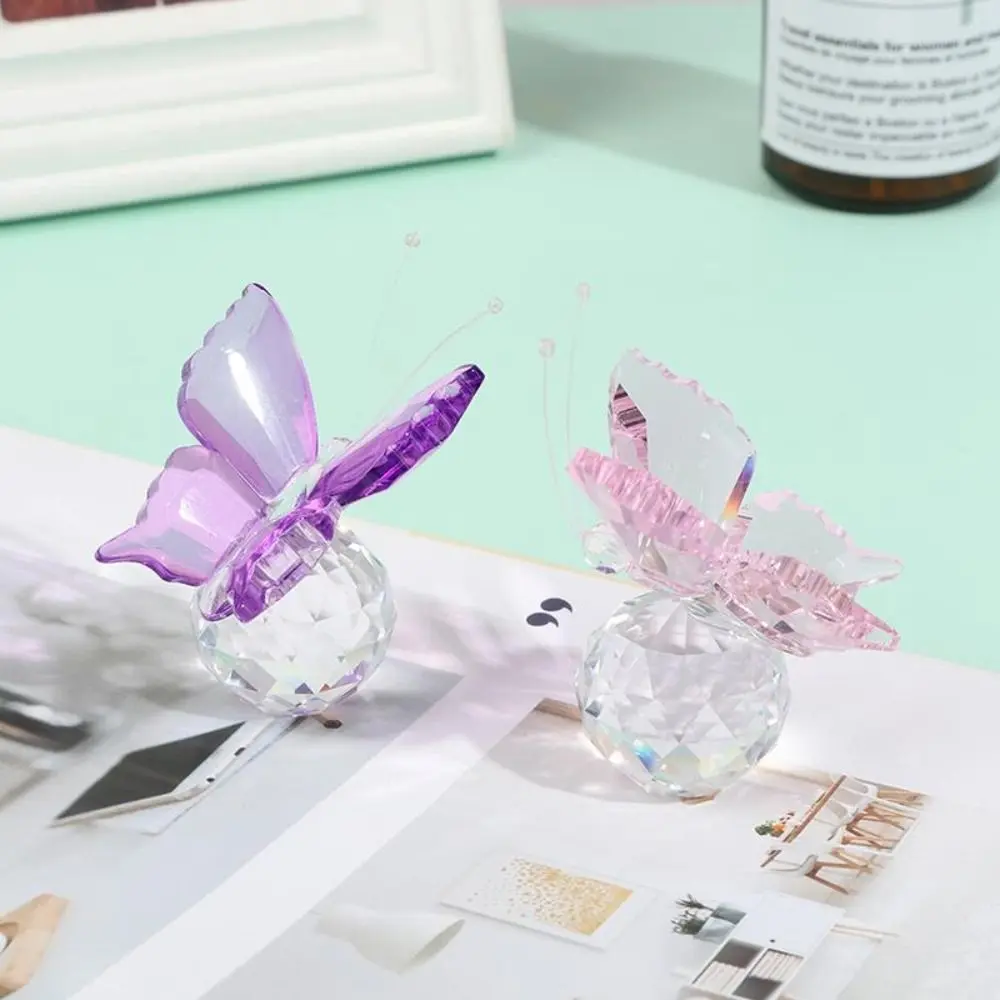 White Crystal Crystal Butterfly Cute Handmade Butterfly Ornament Vivid Glass Art Miniature Figurines Home Decoration