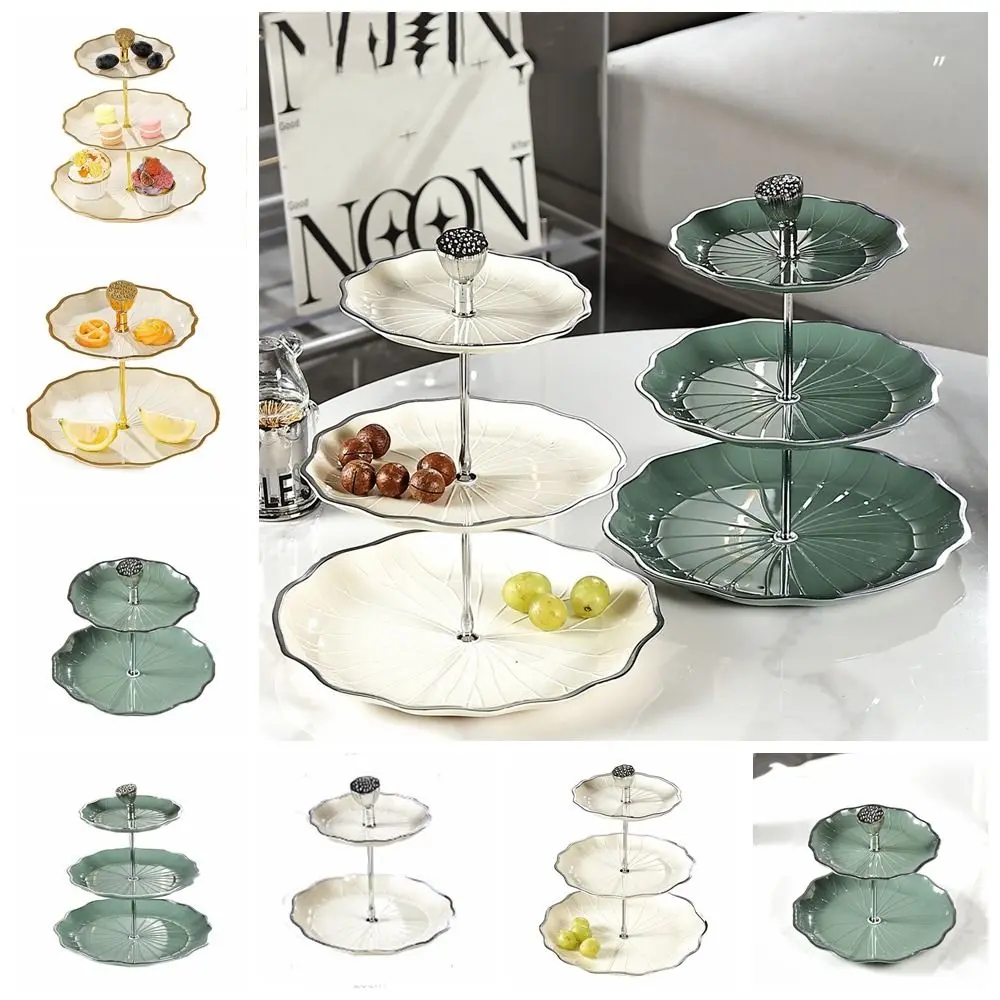 Durable Multi-layer Lotus Leaf Dessert Trays Lotus Leaf Luxury Lotus Cake Stand European No smell Wedding Party