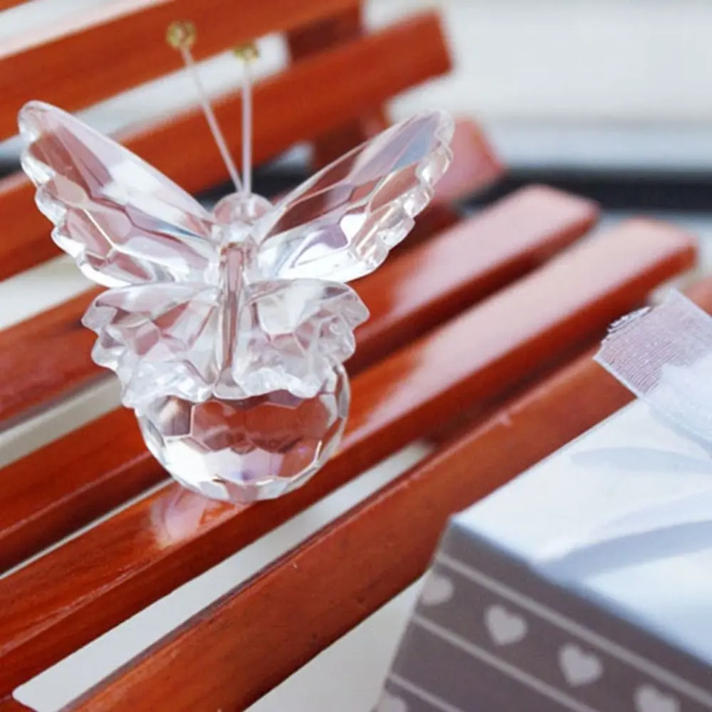 White Crystal Crystal Butterfly Cute Handmade Butterfly Ornament Vivid Glass Art Miniature Figurines Home Decoration