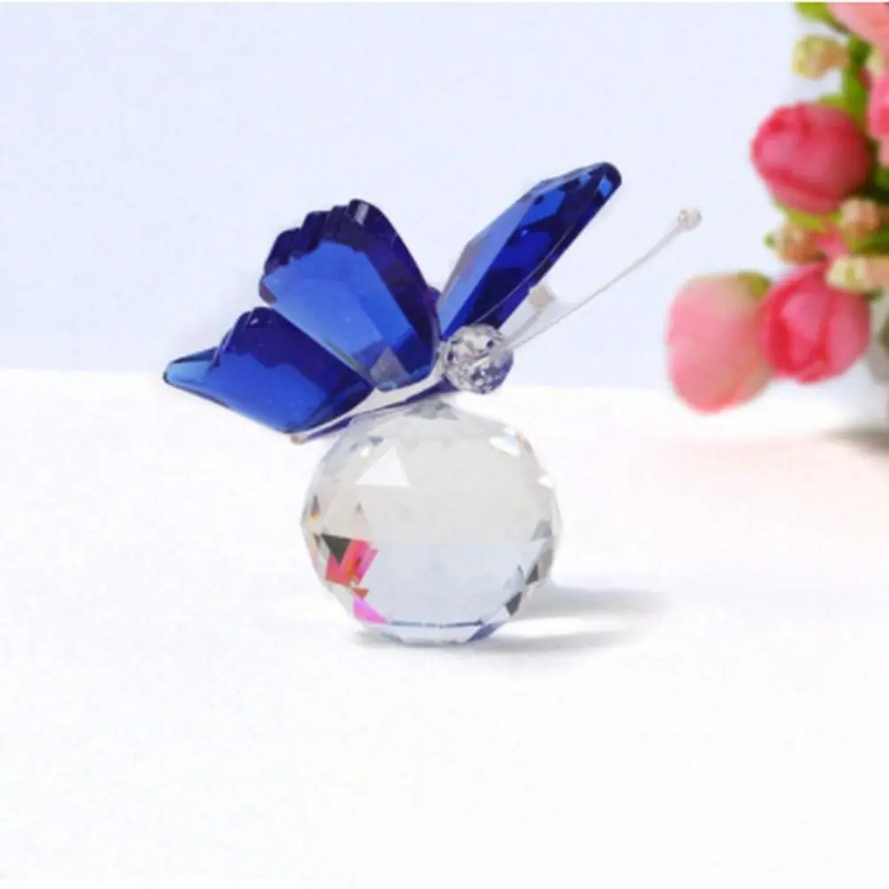 White Crystal Crystal Butterfly Cute Handmade Butterfly Ornament Vivid Glass Art Miniature Figurines Home Decoration