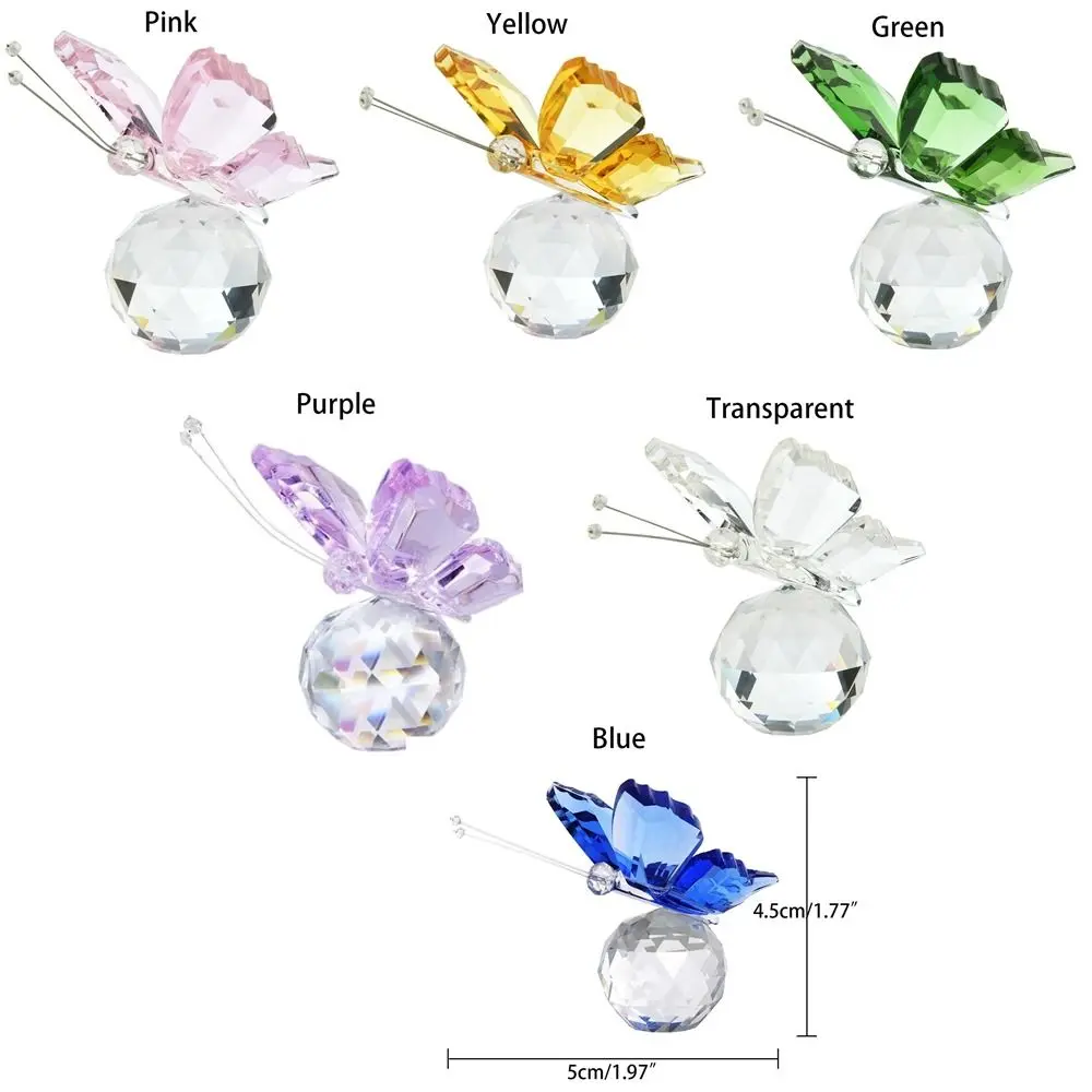 White Crystal Crystal Butterfly Cute Handmade Butterfly Ornament Vivid Glass Art Miniature Figurines Home Decoration