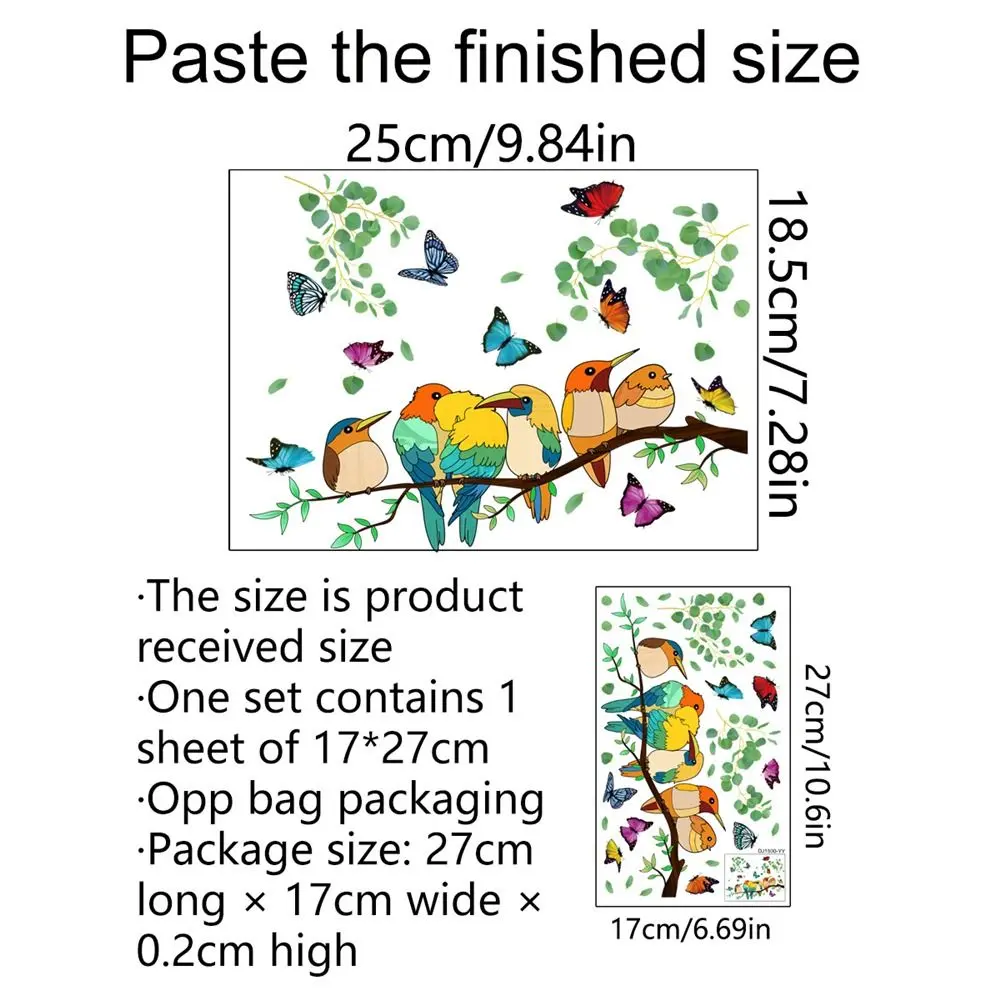 Tree Branch Branch Bird Fridge Decals Glass Door Decoration Window Film Butterfly Decals Window Stickers Static Stickers