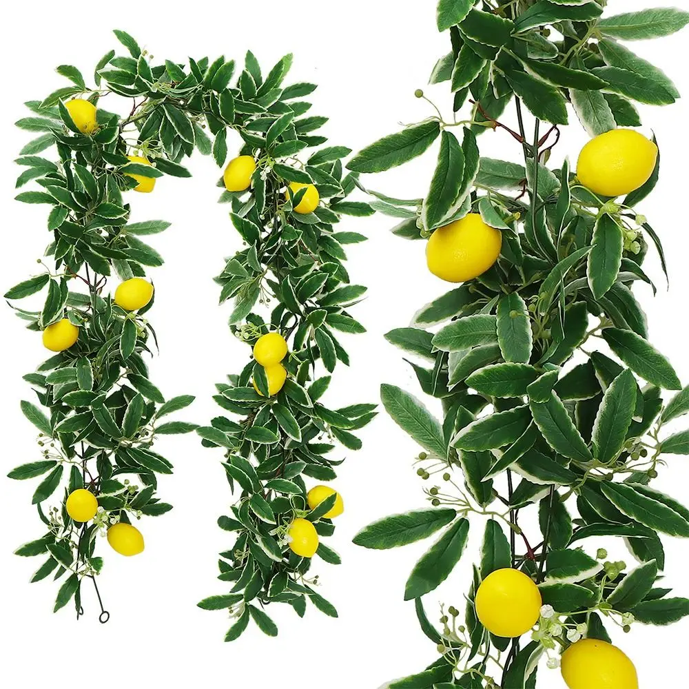 Spring Artificial Eucalyptus Lemon Vine Real Touch Green Plant Artificial Lemon Garland Lifelike Handmade Faux Fruit Vine