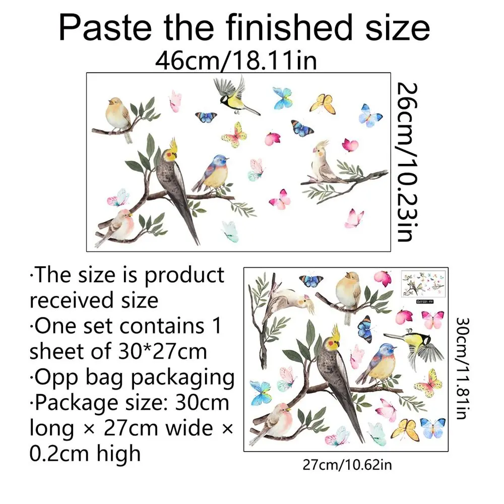 Tree Branch Branch Bird Fridge Decals Glass Door Decoration Window Film Butterfly Decals Window Stickers Static Stickers