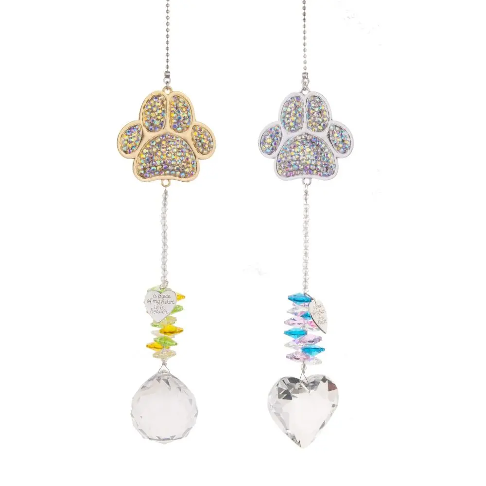 Crafts Crystal Paw Print Sun Catcher Creative Novelty Wind Chimes Colorful Exquisite Light Collection Pendant Balcony