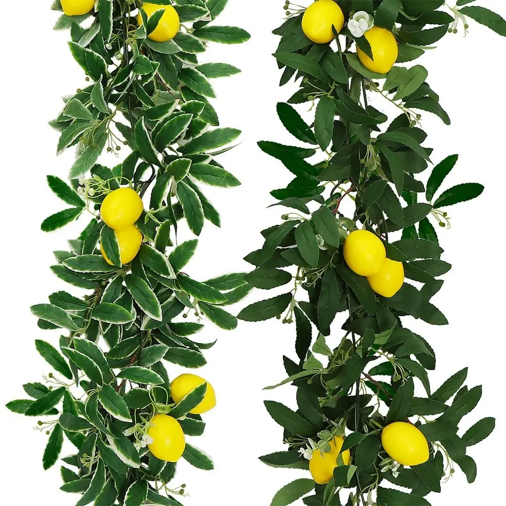 Spring Artificial Eucalyptus Lemon Vine Real Touch Green Plant Artificial Lemon Garland Lifelike Handmade Faux Fruit Vine