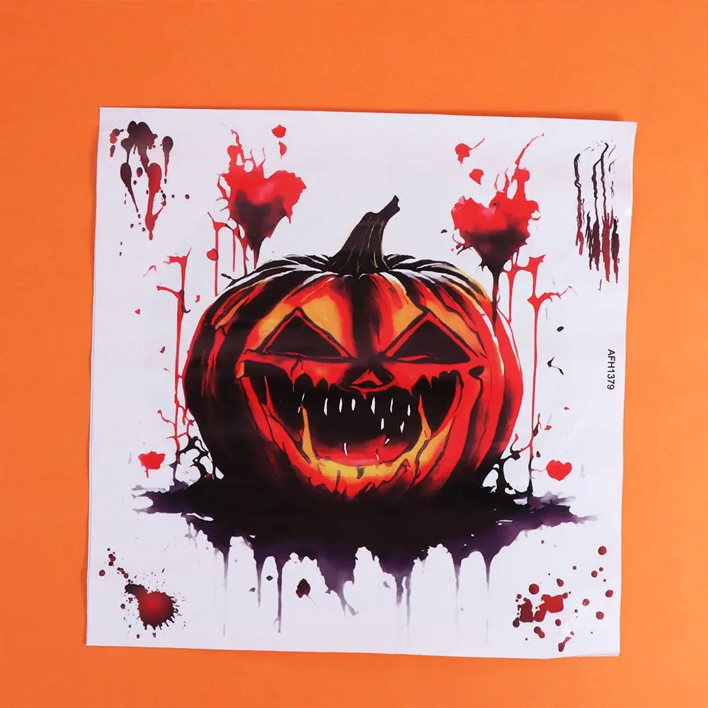Easy to Paste Waterproof Pumpkin Fangs Wall Stickers DIY Self-adhesive Bloody Pumpkin Decal PVC Halloween Toilet Stickers Toilet