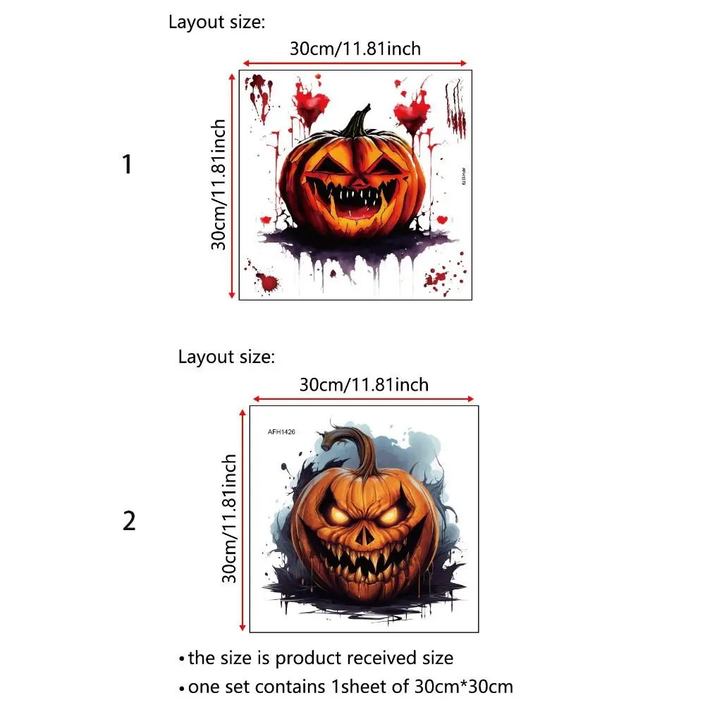 Easy to Paste Waterproof Pumpkin Fangs Wall Stickers DIY Self-adhesive Bloody Pumpkin Decal PVC Halloween Toilet Stickers Toilet
