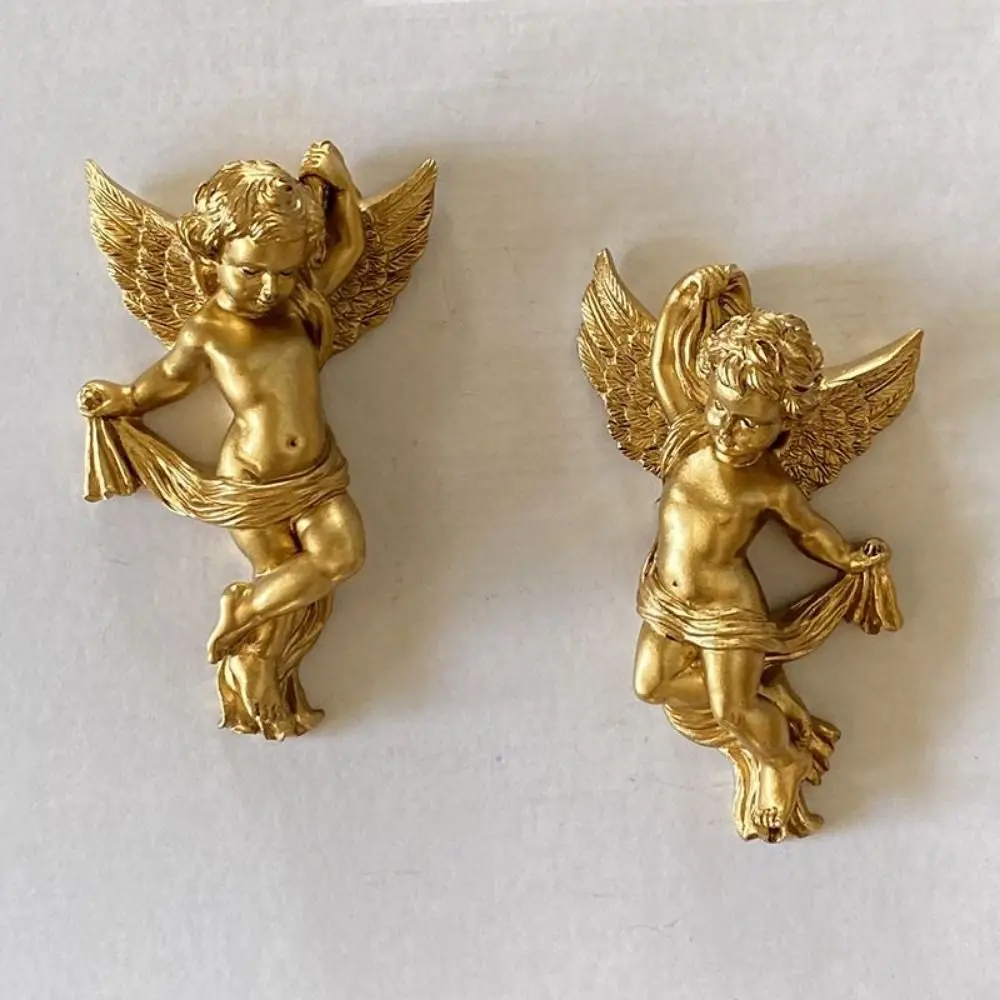 1 Pair Unique Cute Cherub Angel Statue Cartoon Resin Craft Wall Hanging Angel Ornaments Handicraft Angel Sculptures Room