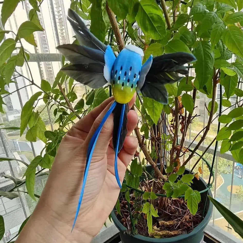 6Pcs Generous Artificial Feather Simulation Bird Statue 6 Colors Cute Colorful Hummingbird Painting Birds Figure Home