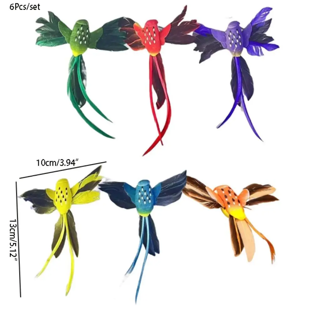 6Pcs Generous Artificial Feather Simulation Bird Statue 6 Colors Cute Colorful Hummingbird Painting Birds Figure Home