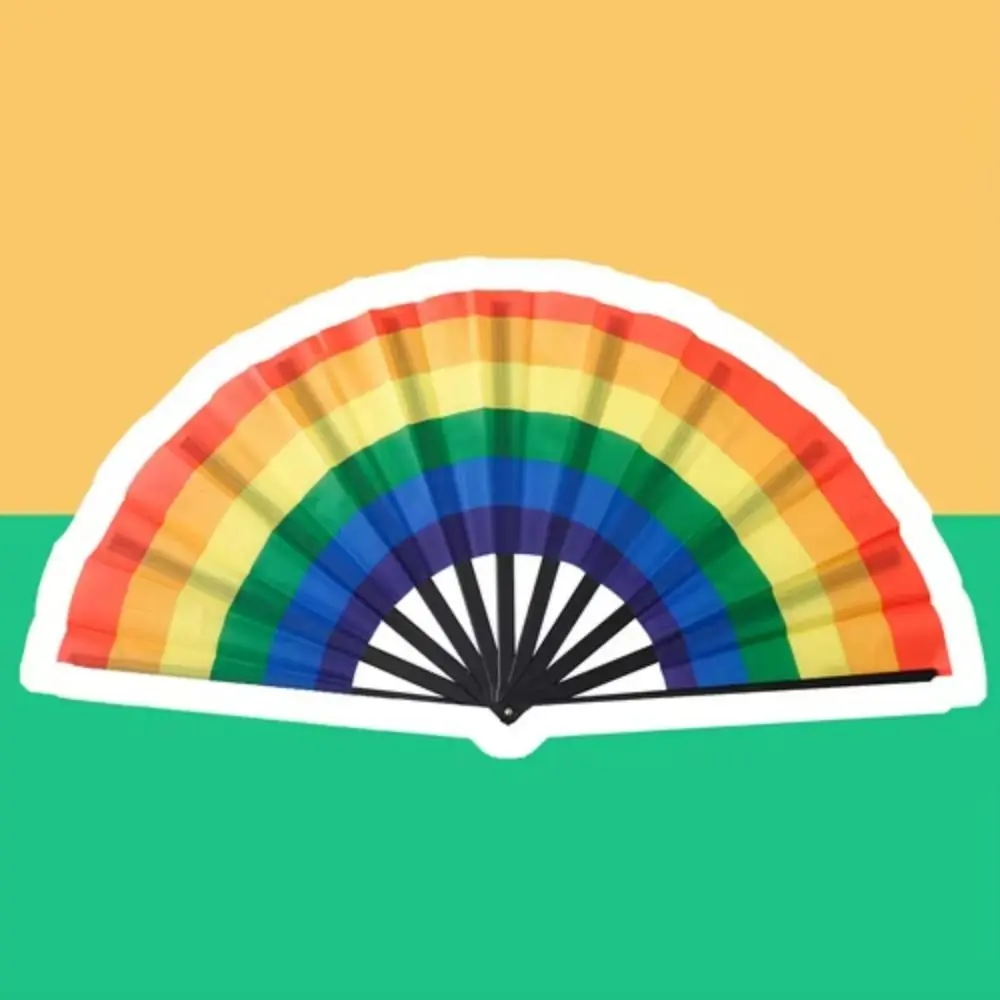 Gradient Colorful Rainbow Handheld Fan Cooling Decorative Folding Dance Fan Easily Opened Tear-resistant Chinese Kung Fu Fan