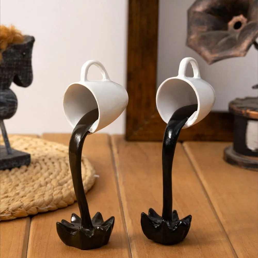 High-end 3D Floating Spilling Coffee Cup Resin Craft Decorative Coffee Cup Ornaments Suspended Cup Sculpture Kitchen