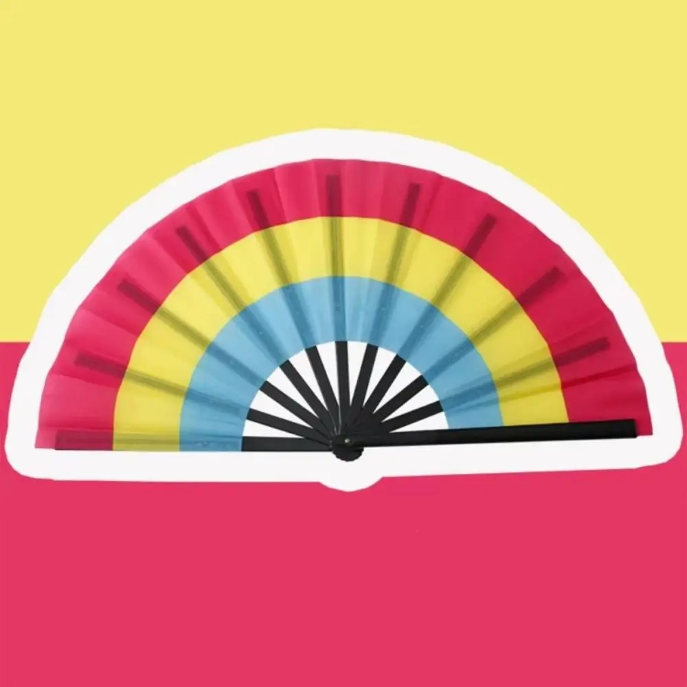 Gradient Colorful Rainbow Handheld Fan Cooling Decorative Folding Dance Fan Easily Opened Tear-resistant Chinese Kung Fu Fan