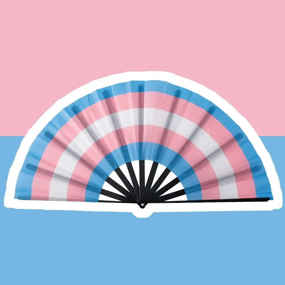 Gradient Colorful Rainbow Handheld Fan Cooling Decorative Folding Dance Fan Easily Opened Tear-resistant Chinese Kung Fu Fan