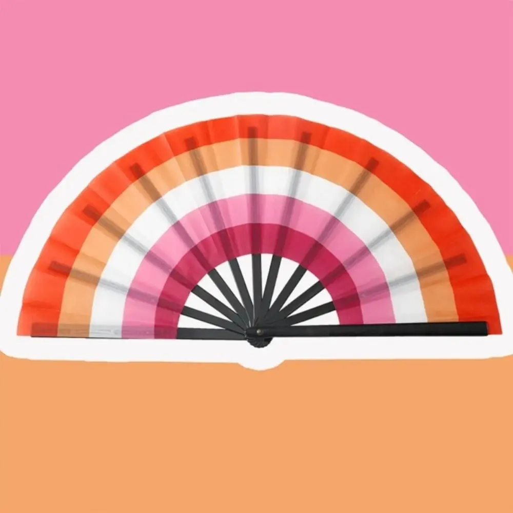Gradient Colorful Rainbow Handheld Fan Cooling Decorative Folding Dance Fan Easily Opened Tear-resistant Chinese Kung Fu Fan