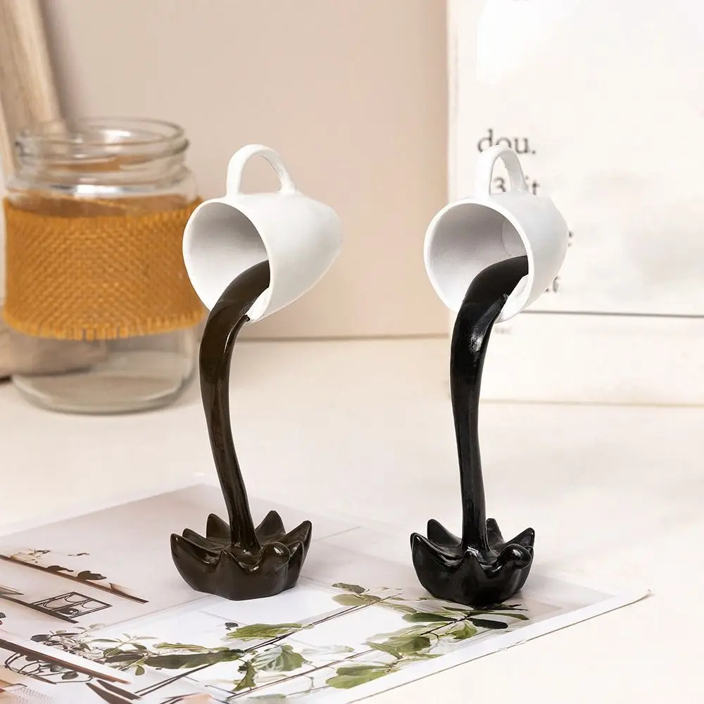 High-end 3D Floating Spilling Coffee Cup Resin Craft Decorative Coffee Cup Ornaments Suspended Cup Sculpture Kitchen