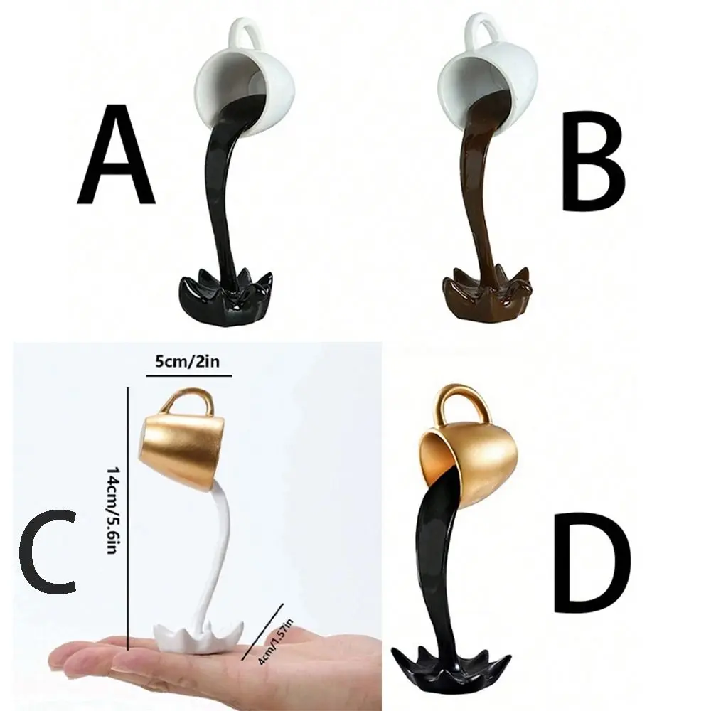 High-end 3D Floating Spilling Coffee Cup Resin Craft Decorative Coffee Cup Ornaments Suspended Cup Sculpture Kitchen