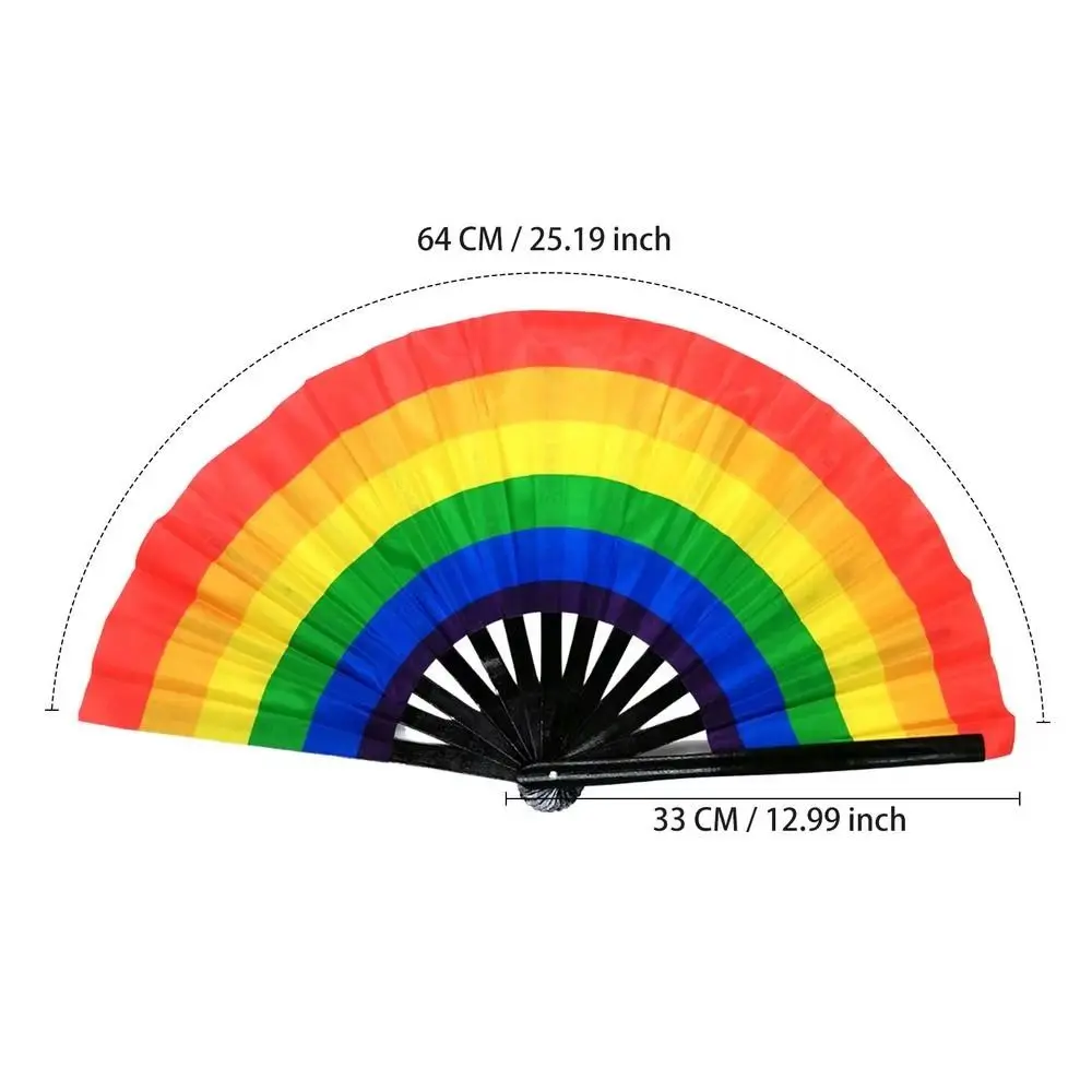 Gradient Colorful Rainbow Handheld Fan Cooling Decorative Folding Dance Fan Easily Opened Tear-resistant Chinese Kung Fu Fan