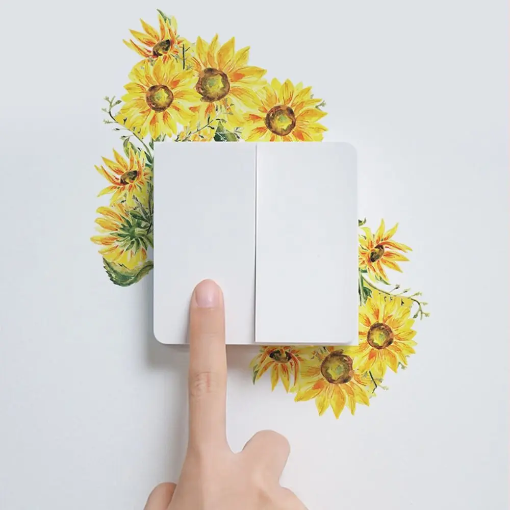 Multiple Styles Plant Flower Switch Sticker Long Lasting Wall Art Green Leaves Plants Sticker Self-adhesive Not Fade Wall Decor