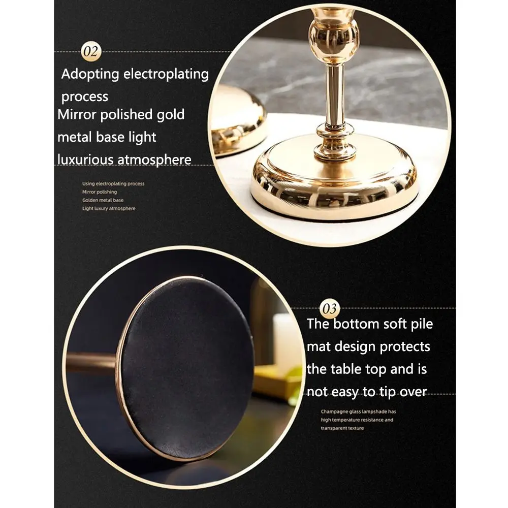 Detachable Metal Glass Candle Holders Luxury Transparent European Style Candlestick Round Base Stable Nordic Glass Candle Stand