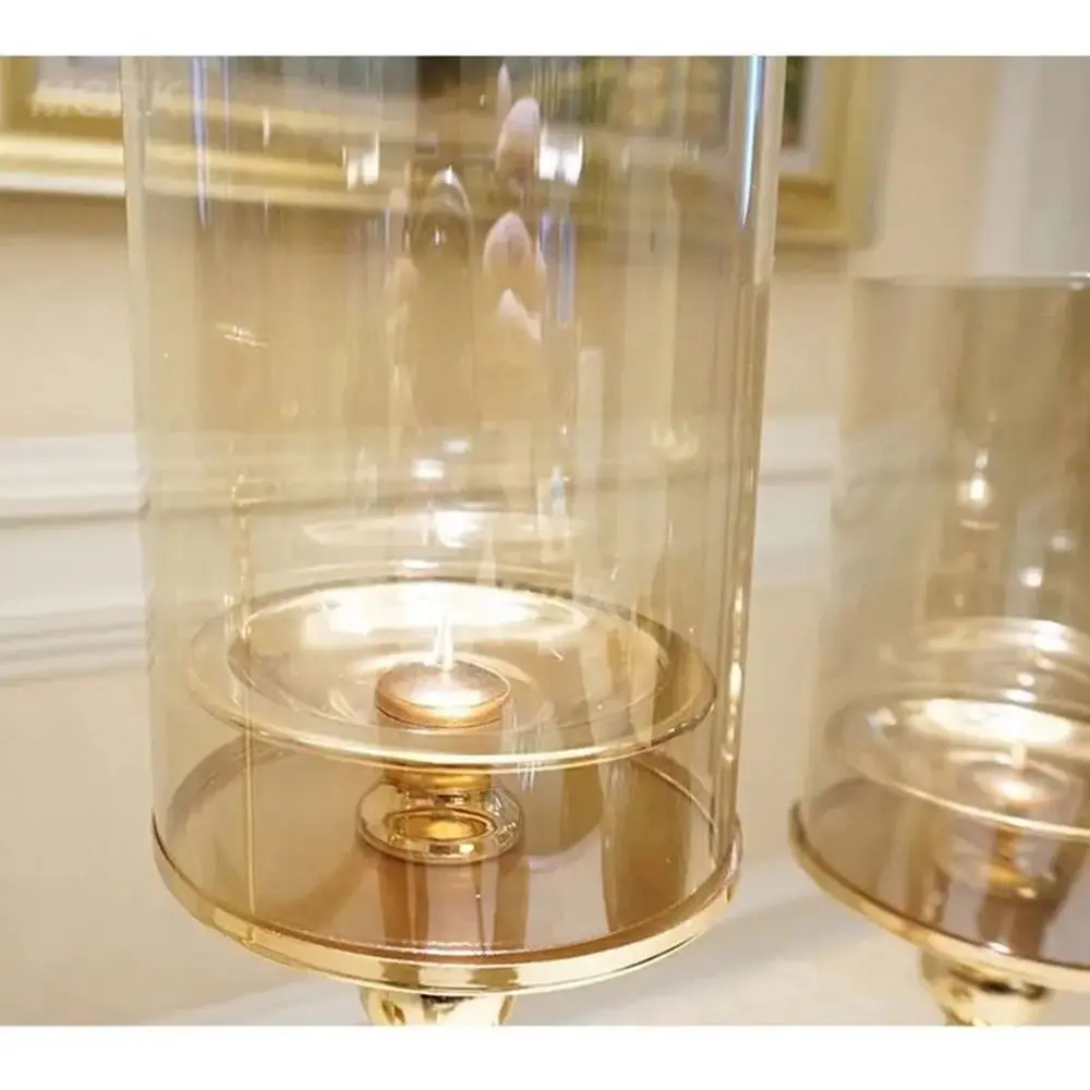 Detachable Metal Glass Candle Holders Luxury Transparent European Style Candlestick Round Base Stable Nordic Glass Candle Stand