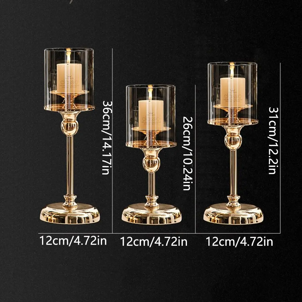 Detachable Metal Glass Candle Holders Luxury Transparent European Style Candlestick Round Base Stable Nordic Glass Candle Stand