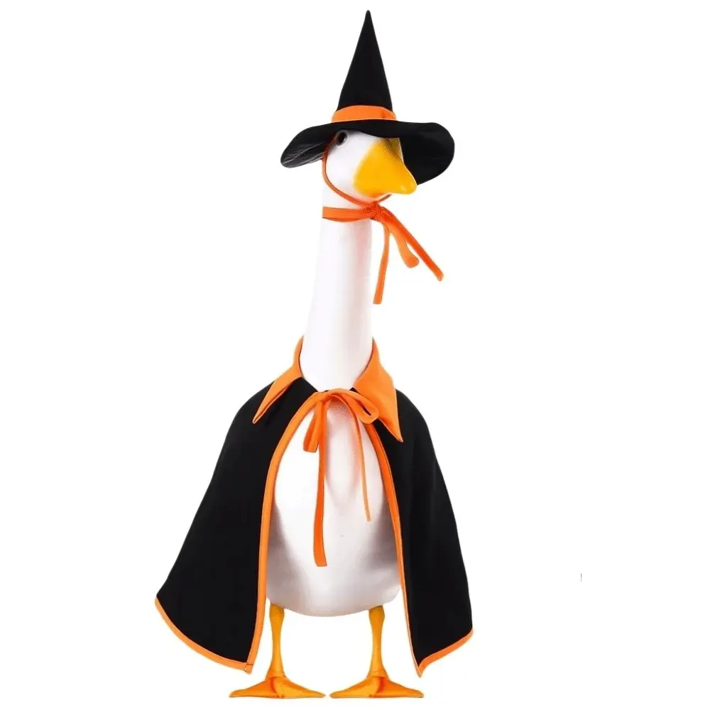 Cute Cloak Halloween Porch Goose Costume Pumpkin Witch Hat Lawn Goose Outfit Creative 23inch Garden Goose Costume Outdoor