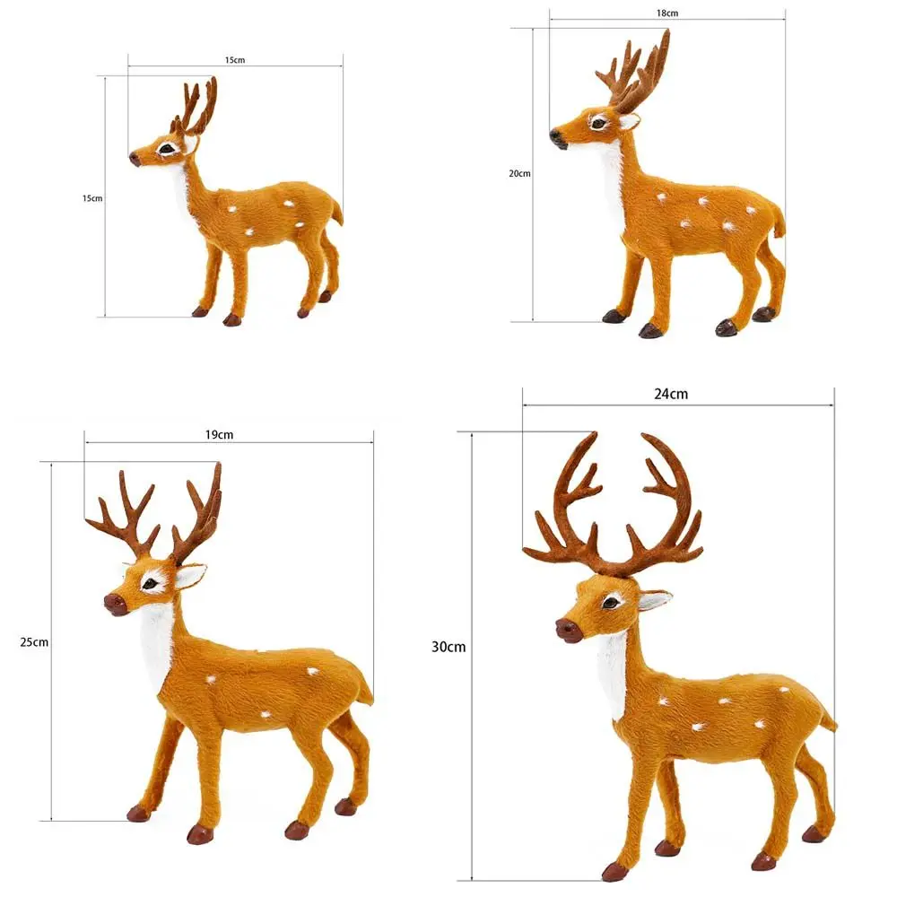 Cute Handmade New Year Xmas Desktop Model Reindeer Ornament Miniature Figurine Christmas Decoration Simulation Deer