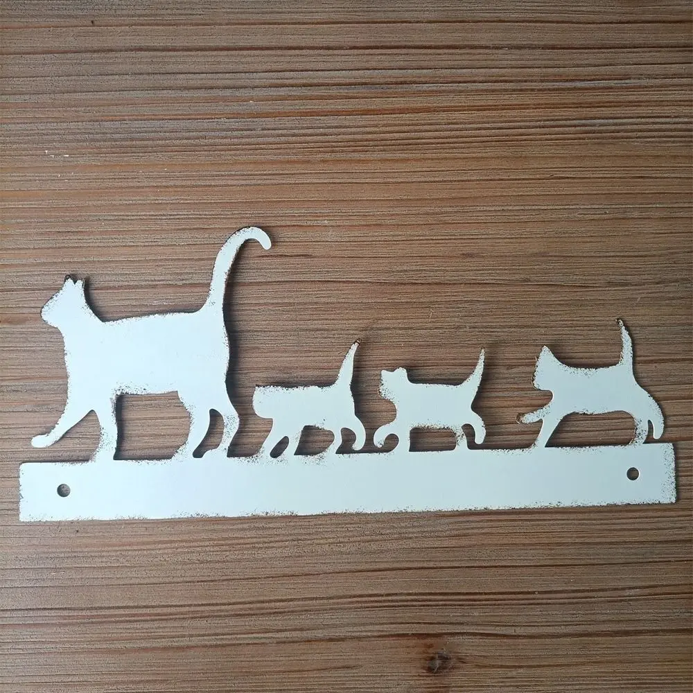 Iron Cat Family Hanging Exquisite Creative Wall Decoration Pendant Cute Waterproof Animals Figure Sculptures Balcony