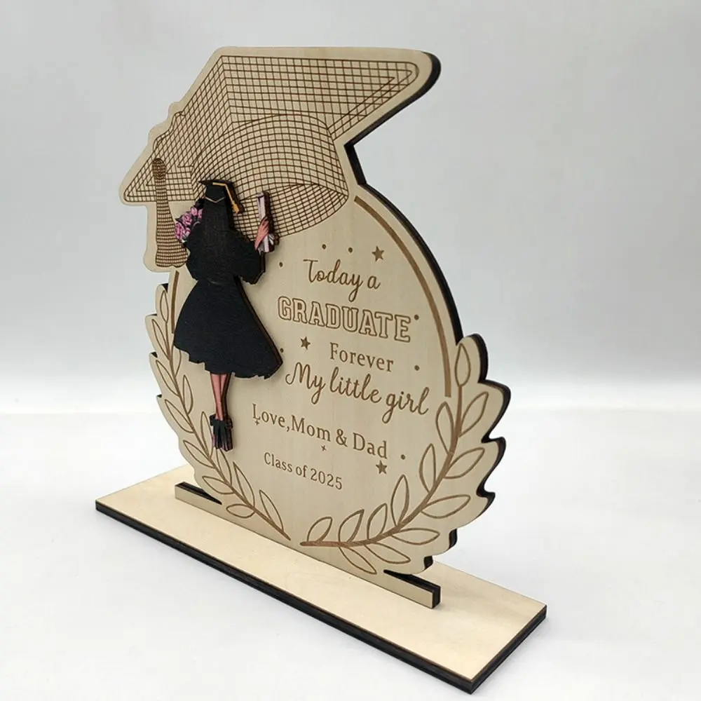 Wooden Graduation Ornament Rustic Durable Home Decoration Ornament Creative Handmade Graduation Gift Photography Props
