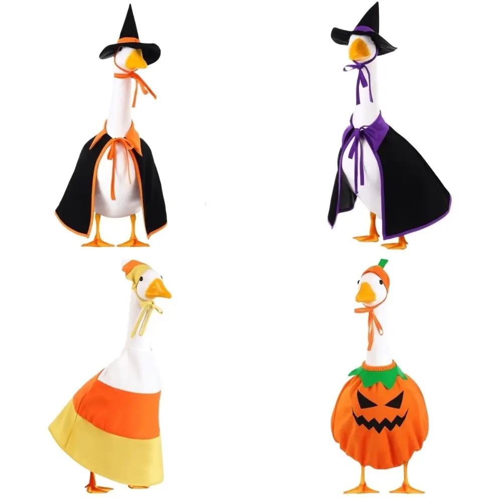 Cute Cloak Halloween Porch Goose Costume Pumpkin Witch Hat Lawn Goose Outfit Creative 23inch Garden Goose Costume Outdoor