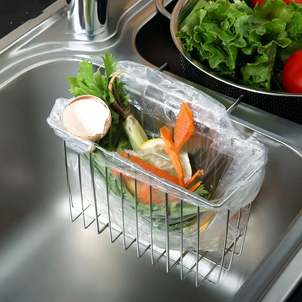 Hanging Anti-rust Home Waste Basket Brush Storage Sponge Holder Kitchen Supplies Drainer Rack Sink Basket