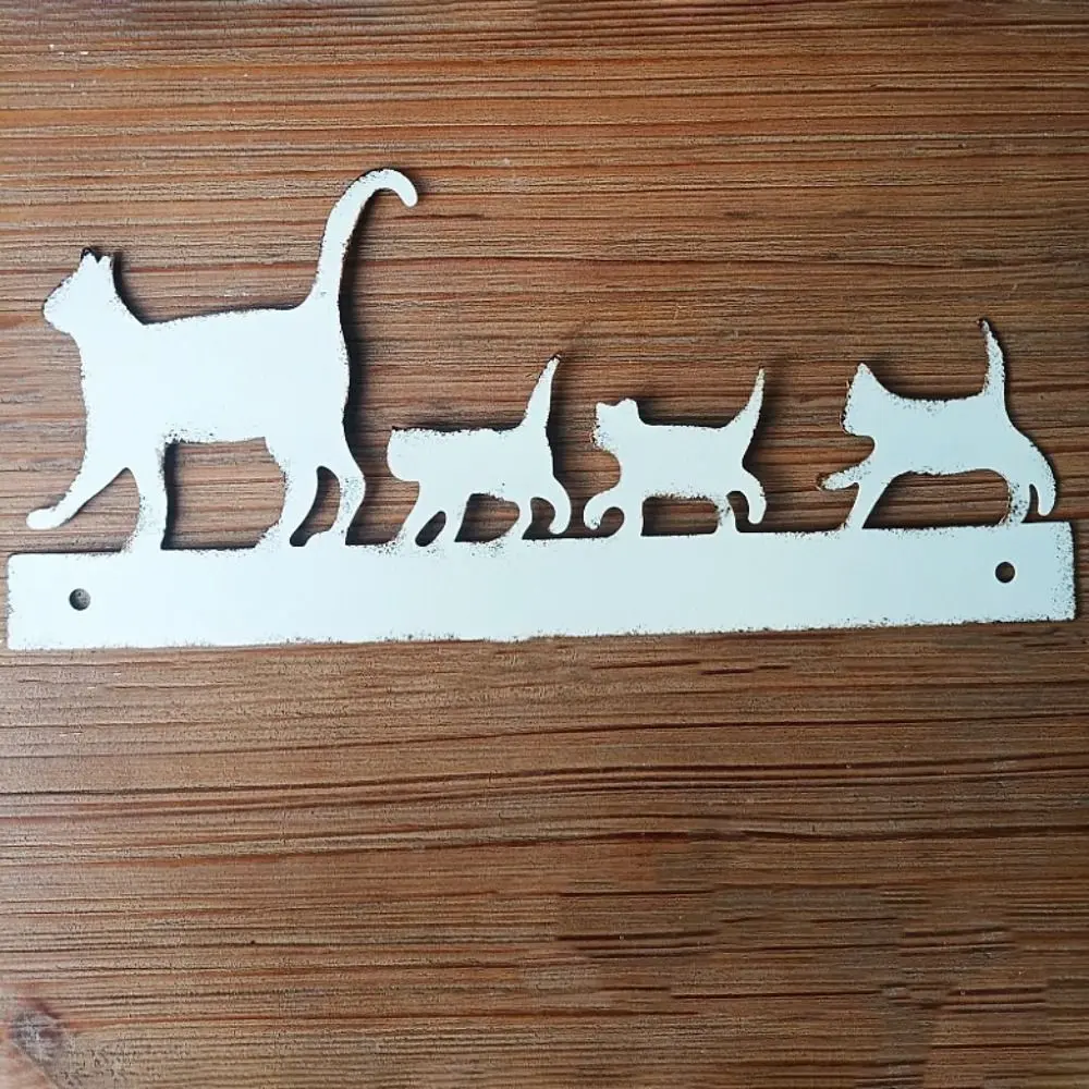 Iron Cat Family Hanging Exquisite Creative Wall Decoration Pendant Cute Waterproof Animals Figure Sculptures Balcony