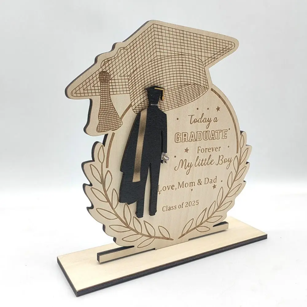 Wooden Graduation Ornament Rustic Durable Home Decoration Ornament Creative Handmade Graduation Gift Photography Props