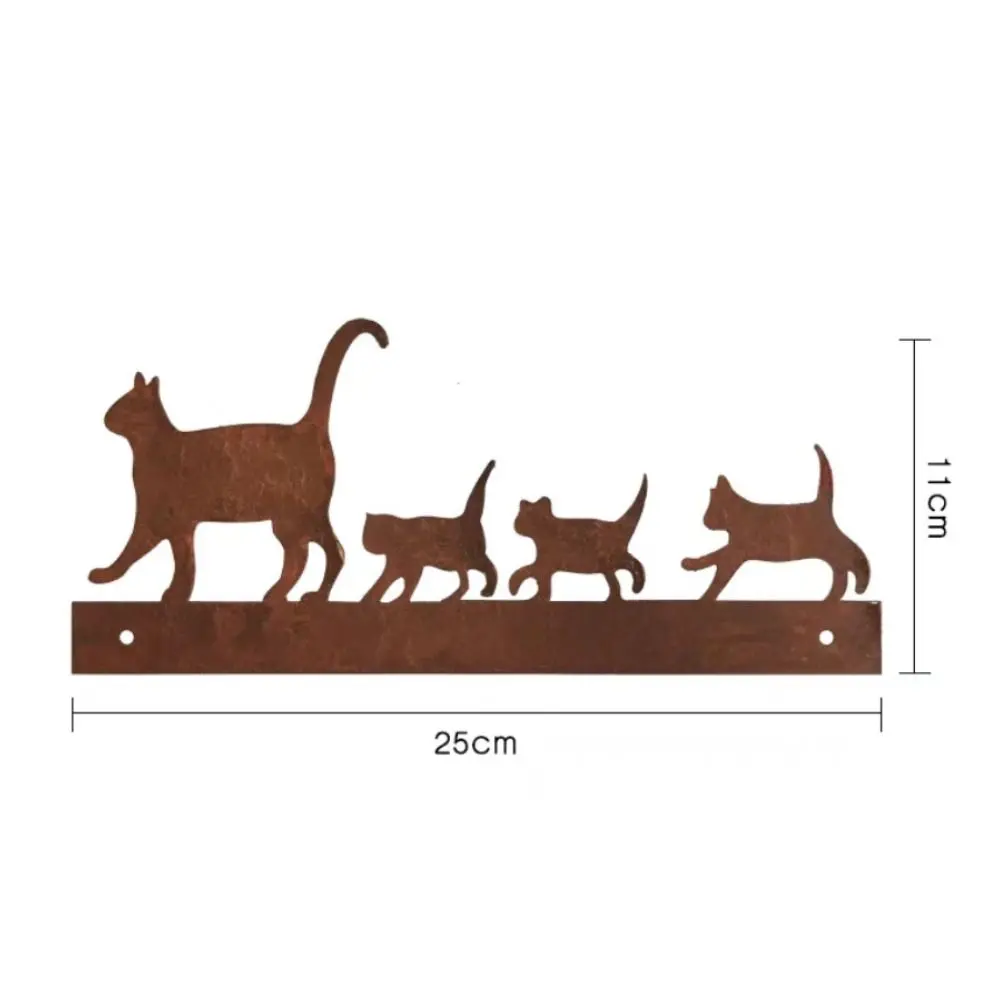 Iron Cat Family Hanging Exquisite Creative Wall Decoration Pendant Cute Waterproof Animals Figure Sculptures Balcony